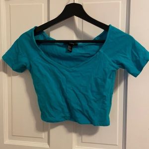 Blue v neck crop top